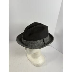 Dobbs Country Squire Fedora Hat Men’s 7 1/4 Black Gray Vintage Dress Wool Felt